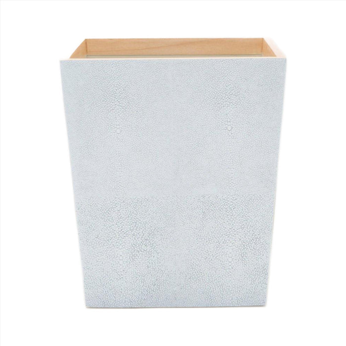 Pigeon & Poodle Manchester Square Wastebasket in Cloud Grey Faux Shagreen with Optional Tissue Box - Wastebasket Sets - The Well Appointed House