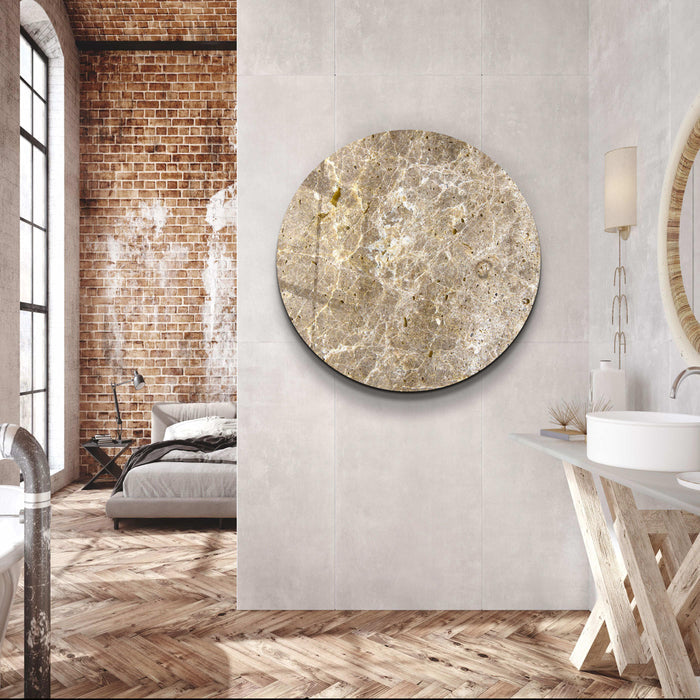 Marble stone-inspired rounded glass wall art by Artdesigna, showcasing a smooth, polished surface with elegant marble veining.