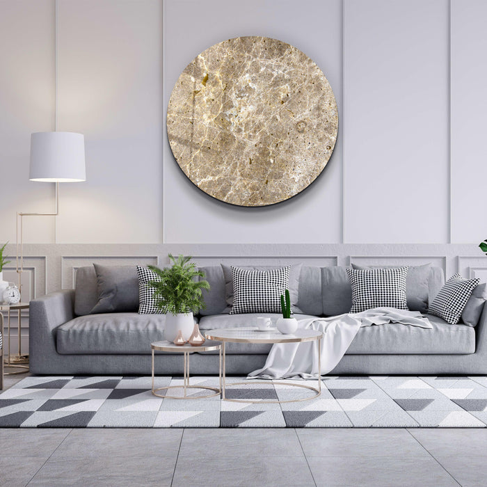 Marble stone original rounded glass wall art by Artdesigna featuring a smooth, polished surface and abstract design.