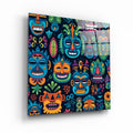 Glass wall art mask design by Artdesigna featuring intricate patterns on clear glass panel.