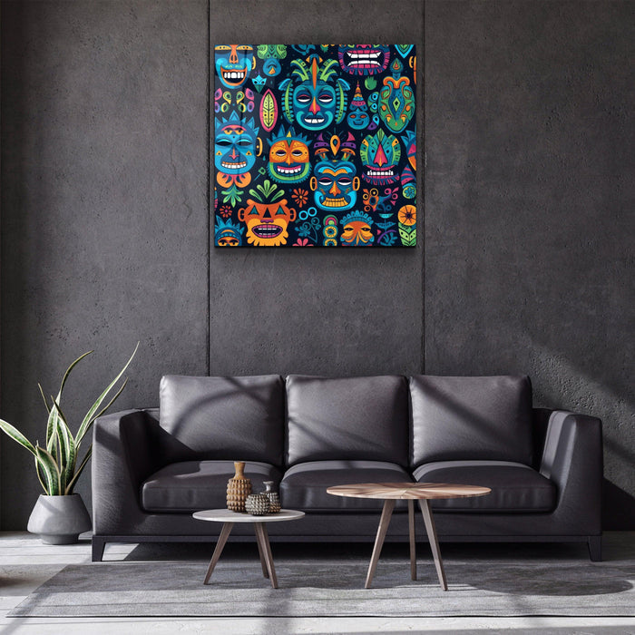 Glass wall art mask design by Artdesigna featuring intricate glass craftsmanship and artistic mask imagery.