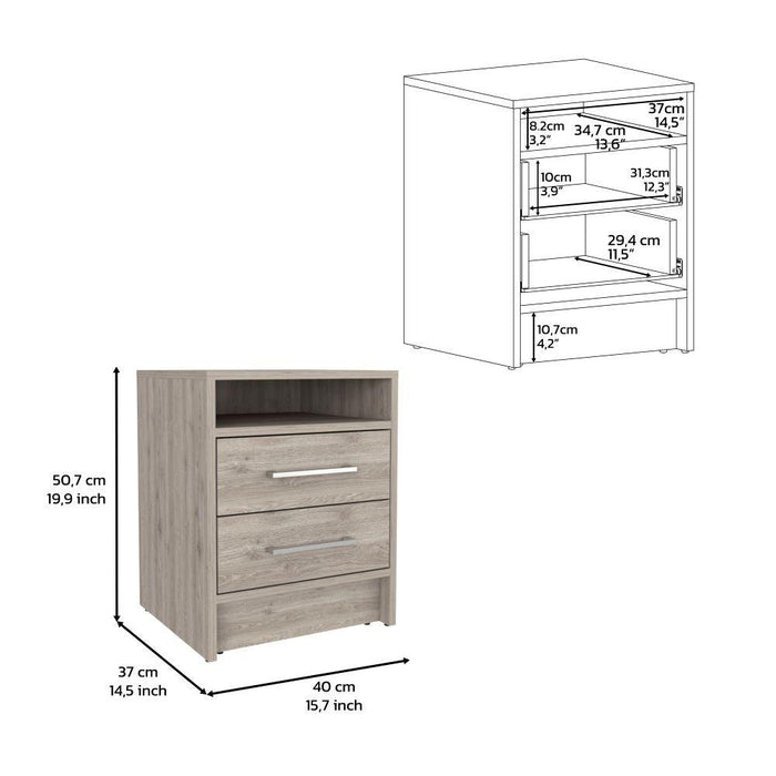 MESA DE NOCHE BRAIL, HUMO, CON ESPACIO PARA COLOCAR OBJETOS DECORATIVOS ZF