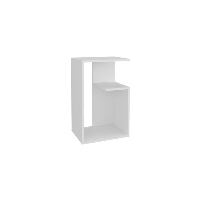 Mesa de Noche Evert, Blanco Duqueza, con diseño moderno y espacio para ubicar objetos