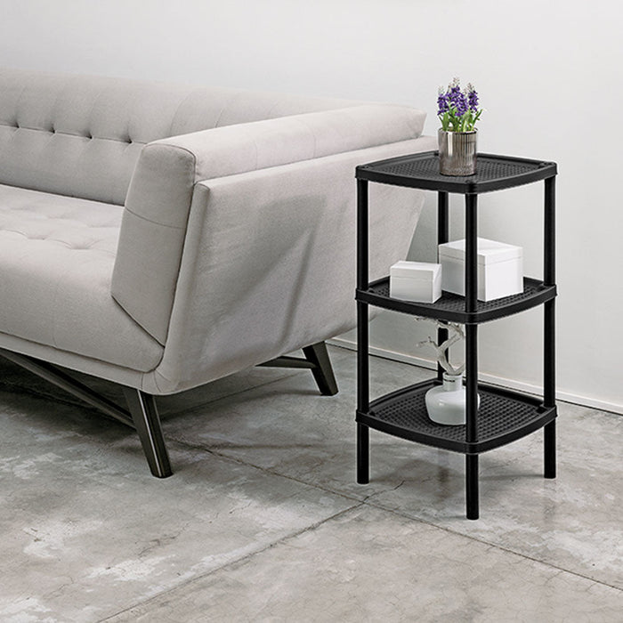 Mesa Multiusos Cuadrada de 3 Niveles Negro