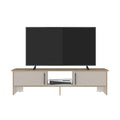 Mesa Para Tv Dago, Fresno Europeo y Blanco, Para Televisor de Hasta 65 Pulgadas con dos puertas