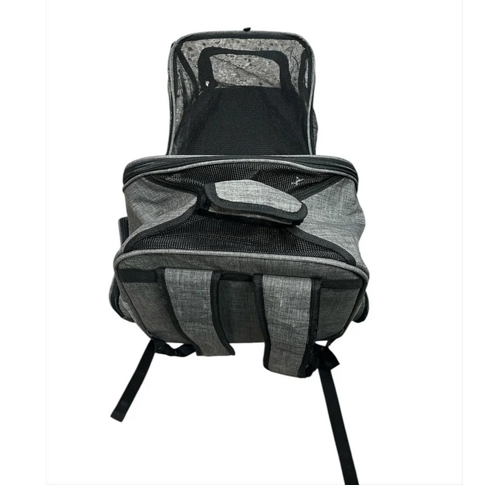 MOCHILA GRIS PORTAMASCOTAS EXPANDIBLE