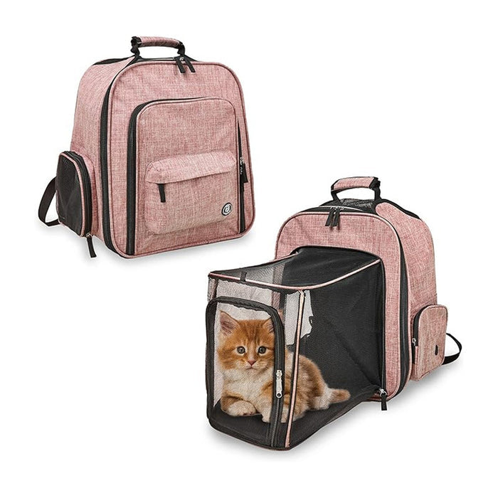 MOCHILA ROSA PORTAMASCOTAS EXPANDIBLE