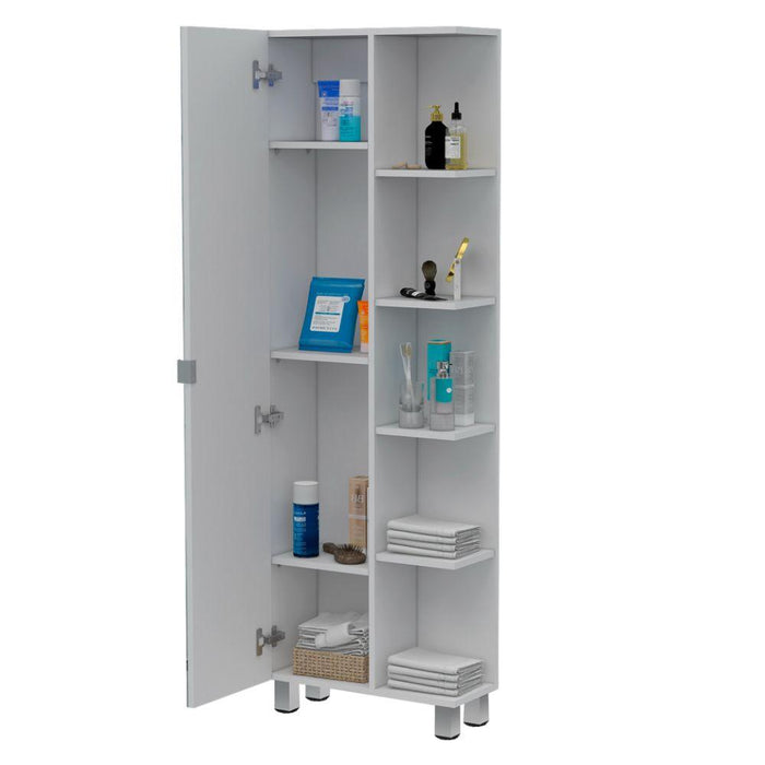 MUEBLE ESQUINERO ZENDAYA, BLANCO NEVADO, CON VARIEDAD DE ENTREPAÑOS    ZF