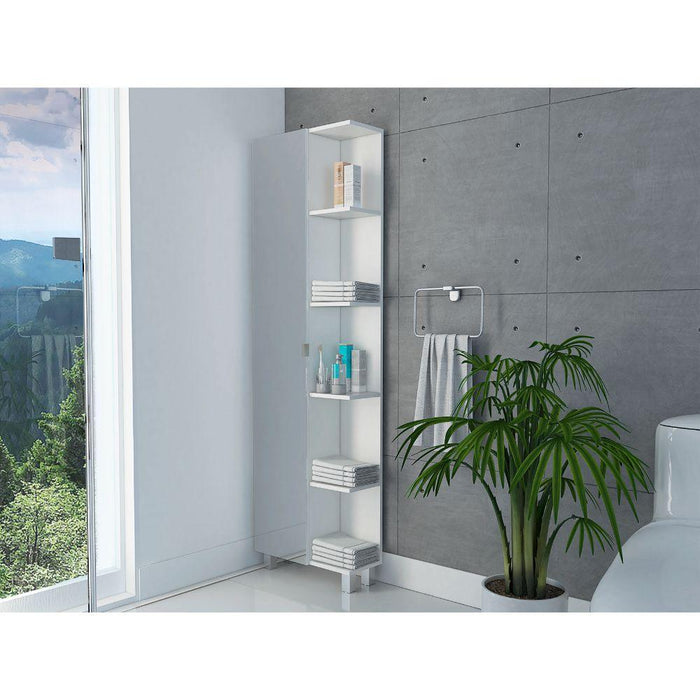 MUEBLE ESQUINERO ZENDAYA, BLANCO NEVADO, CON VARIEDAD DE ENTREPAÑOS    ZF