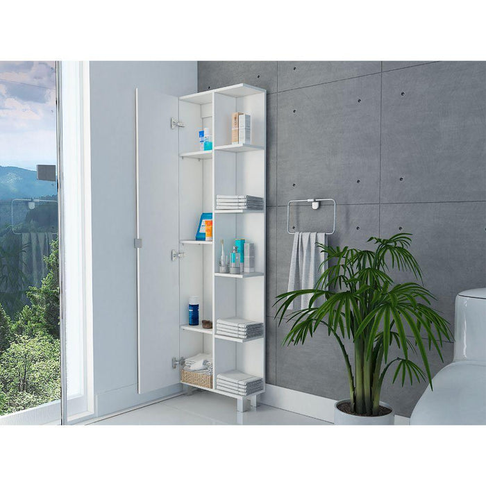 MUEBLE ESQUINERO ZENDAYA, BLANCO NEVADO, CON VARIEDAD DE ENTREPAÑOS    ZF