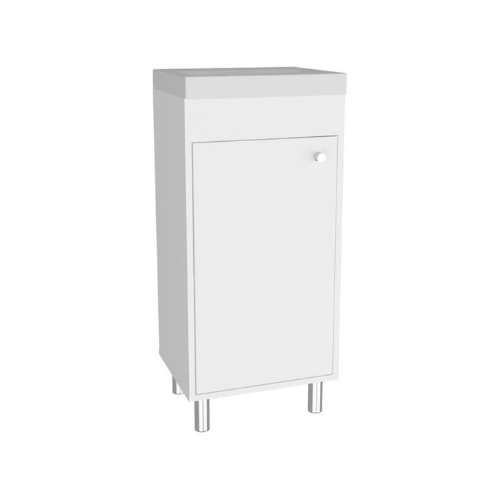 Mueble para Lavamanos Rivera, Blanco, con patas en acero y con gran espació para colocar objetos ZF