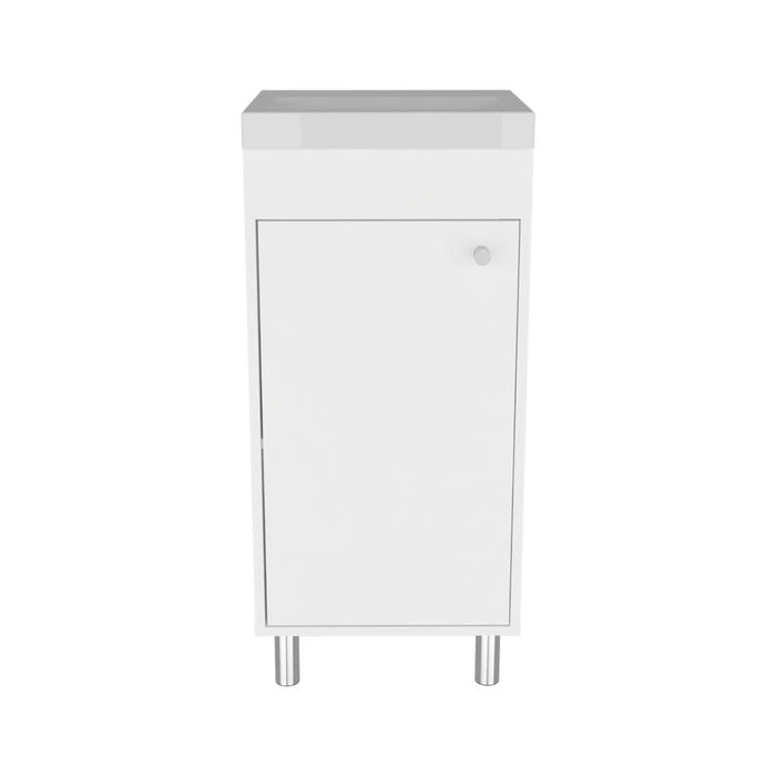 Mueble para Lavamanos Rivera, Blanco, con patas en acero y con gran espació para colocar objetos ZF