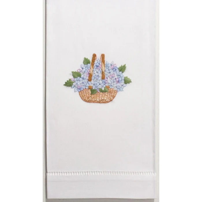 Set of 2 Nantucket Basket Hand Embroidered Hand Towels - Hand Towels - The Well Appointed House