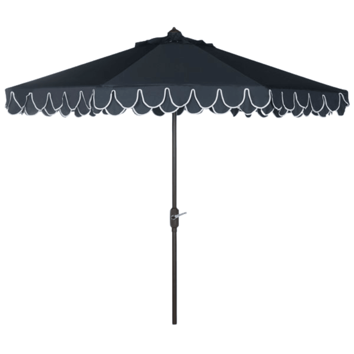 Navy and White Scalloped Outdoor Patio Umbrella - Outdoor Umbrellas - The Well Appointed House