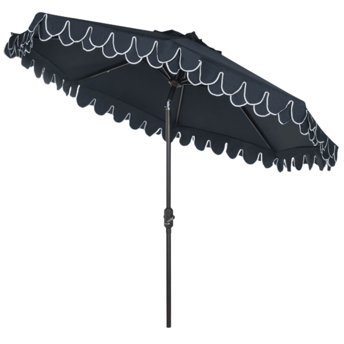Navy and White Scalloped Outdoor Patio Umbrella - Outdoor Umbrellas - The Well Appointed House