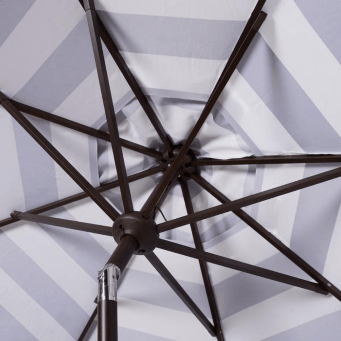 Navy and White Striped Umbrella With Scalloped Trim - Outdoor Umbrellas - The Well Appointed House