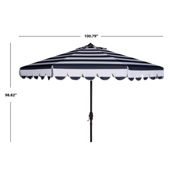 Navy and White Striped Umbrella With Scalloped Trim - Outdoor Umbrellas - The Well Appointed House
