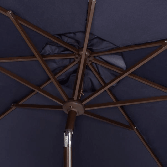 Navy Outdoor Crank Umbrella With White Fringe - Outdoor Umbrellas - The Well Appointed House
