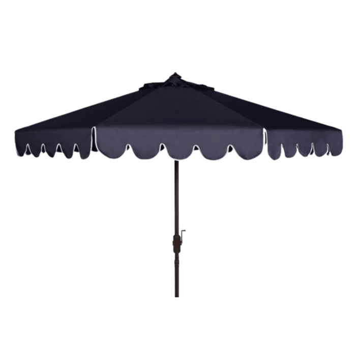Navy Scalloped Outdoor Umbrella With White Trim - Outdoor Umbrellas - The Well Appointed House