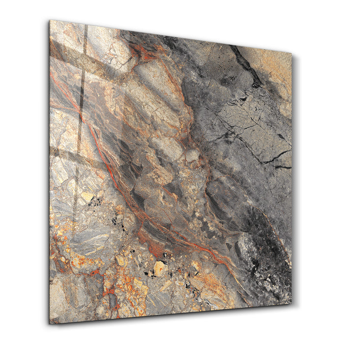 Obsidian Gold 2 Square Art | Glass Wall Art