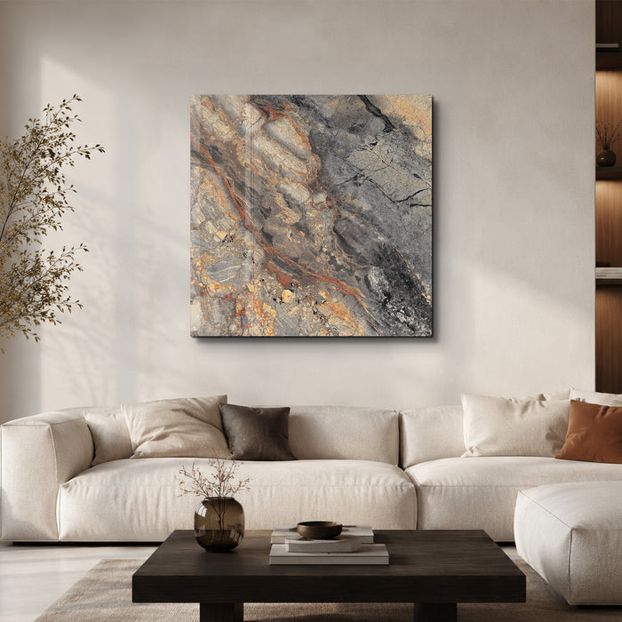 Obsidian Gold 2 Square Art | Glass Wall Art