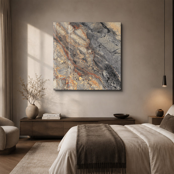 Obsidian Gold 2 Square Art | Glass Wall Art