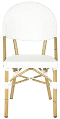 Off White Indoor-Outdoor Stacking Side Chair With Faux Bamboo Frame - Outdoor Dining Tables & Chairs - The Well Appointed House