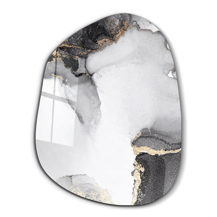 Off White Marble glass wall art by Artdesigna, featuring sleek, modern design with smooth marble pattern on clear glass surface.