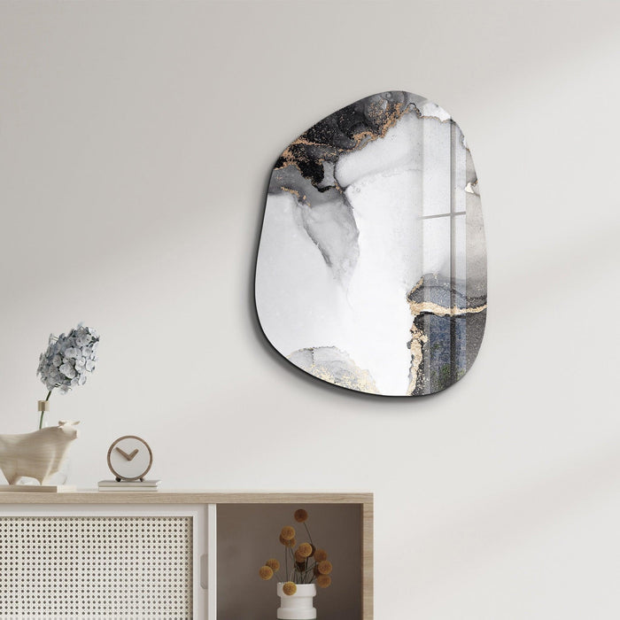Off White Marble glass wall art by Artdesigna, featuring sleek design and modern marble pattern suitable for contemporary decor.