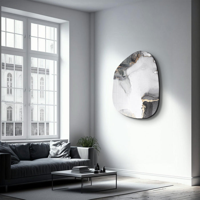 Off White Marble glass wall art by Artdesigna featuring a sleek, modern design suitable for contemporary home decor.