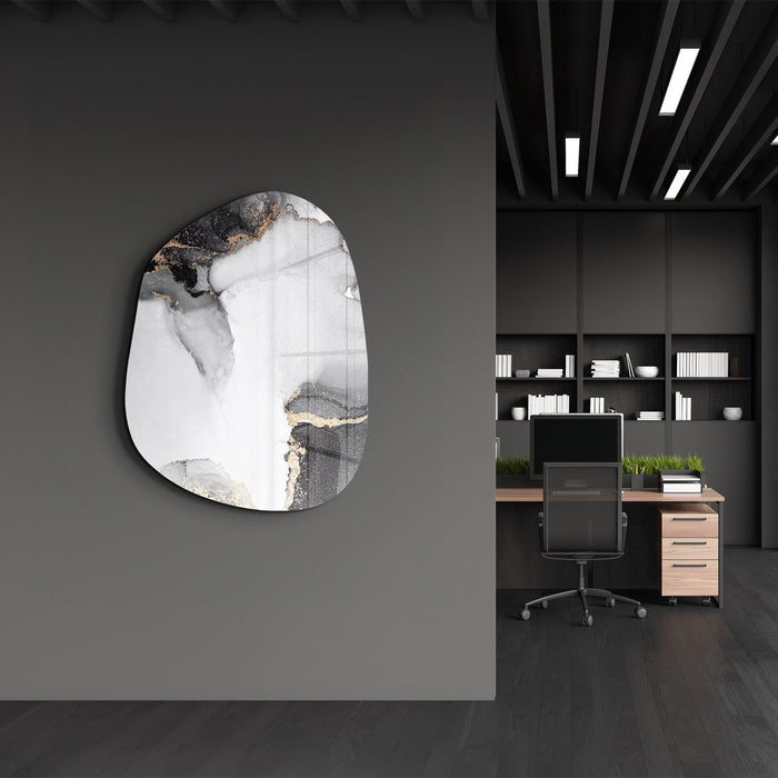 Off White Marble glass wall art by Artdesigna featuring a sleek, modern design ideal for contemporary home decor.