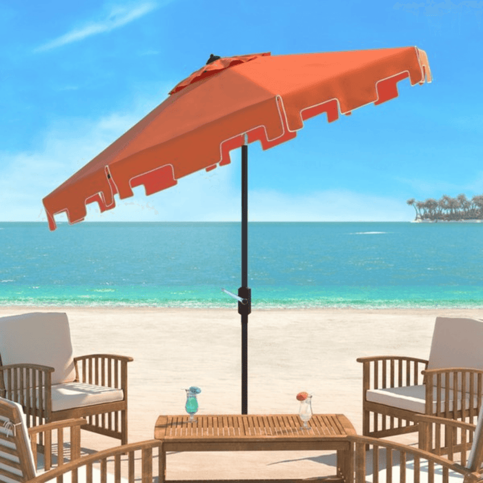 Orange and White 9 Foot Market Crank Outdoor Patio Umbrella - Outdoor Umbrellas - The Well Appointed House