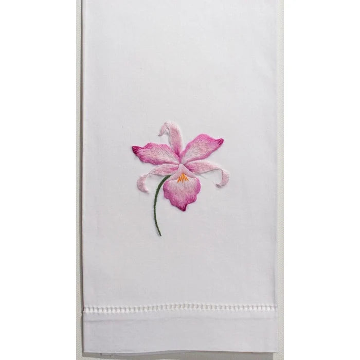 Set of 2 Orchid Gala Floral Embroidered Hand Towels - Hand Towels - The Well Appointed House