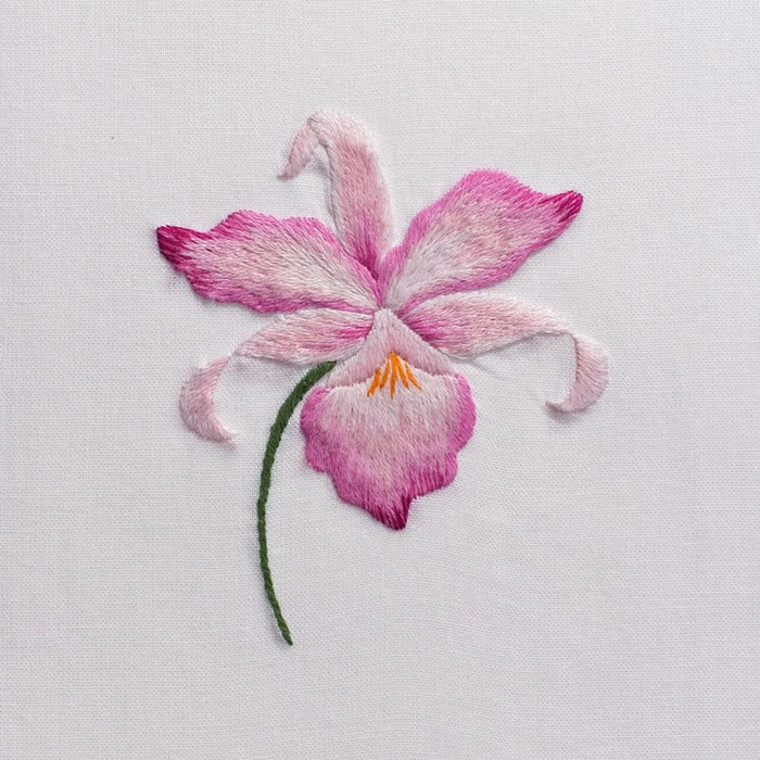 Set of 2 Orchid Gala Floral Embroidered Hand Towels - Hand Towels - The Well Appointed House