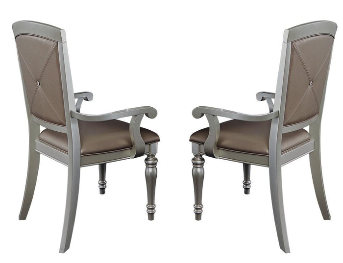 Orsina Arm Chair in Silver (Set of 2) - Furniture World SW (WA)