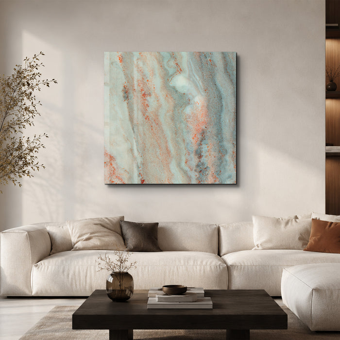 Oxidized Aqua 2 Square Art | Glass Wall Art
