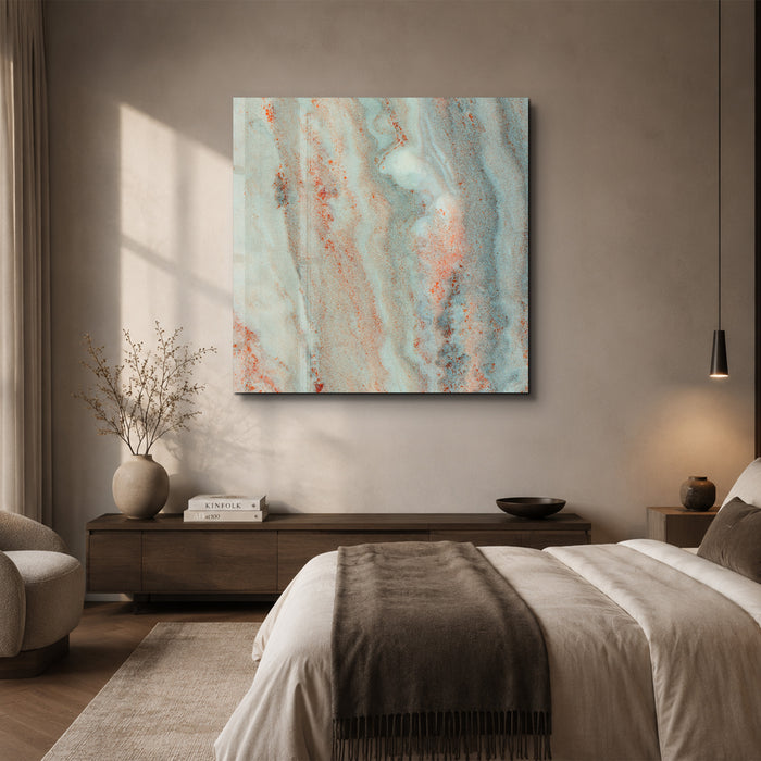 Oxidized Aqua 2 Square Art | Glass Wall Art