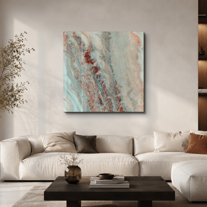 Oxidized Aqua Square Art | Glass Wall Art