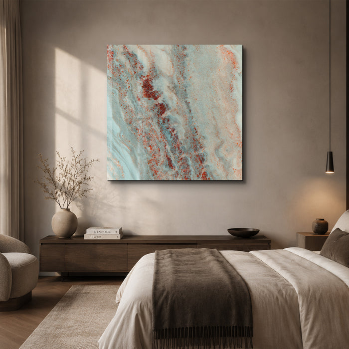 Oxidized Aqua Square Art | Glass Wall Art
