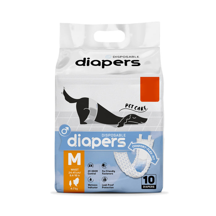 PAÑAL DESECHABLE PARA MACHO M 24-41CM 4-7KG