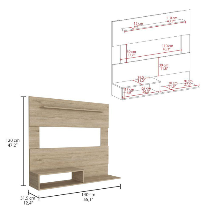 PANEL DE TV ASCHER, BEIGE, CON ESPACIO PARA TELEVISOR DE HASTA 55 PULGADAS  ZF