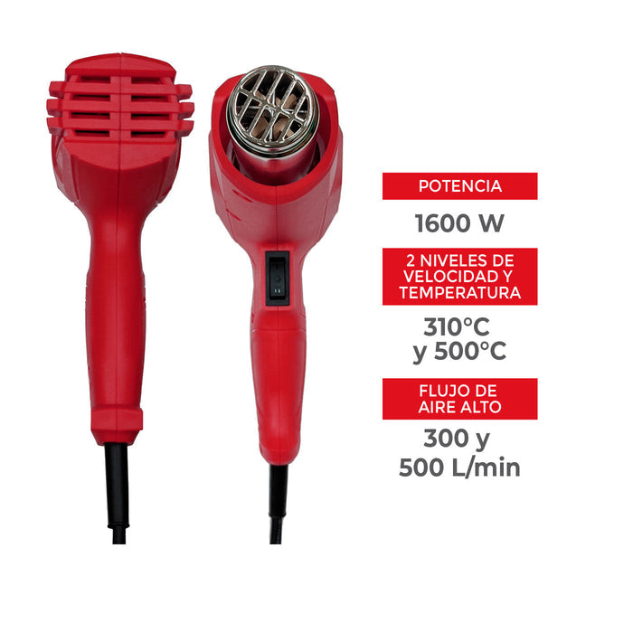 Pistola De Calor 1600W Kalley K-PC16, Rojo