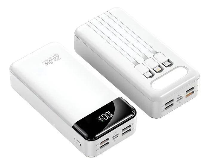 POWER BANK 20000MAH MULTIPUERTOS LIGHTING V8 TIPO C LINTERNA