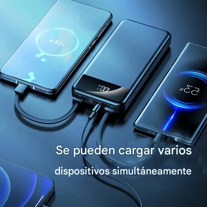 POWER BANK 20000MAH MULTIPUERTOS LIGHTING V8 TIPO C LINTERNA