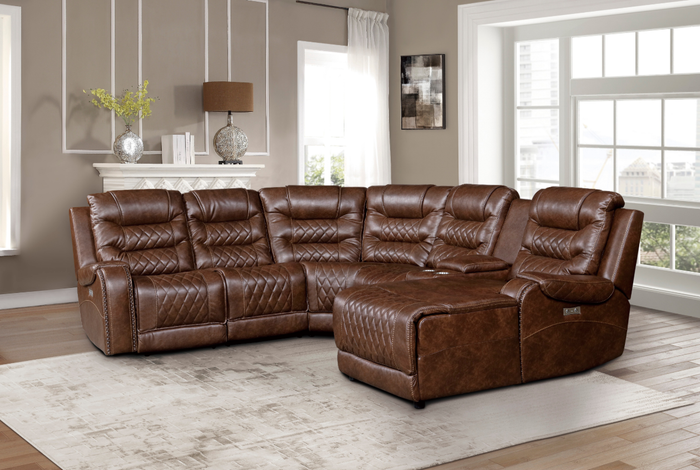 Putnam Console with Receptacles and USB Port in Brown 9405BR-CN - Furniture World SW (WA)