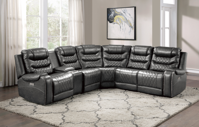 Putnam Console with Receptacles and USB Port in Gray 9405GY-CN - Furniture World SW (WA)