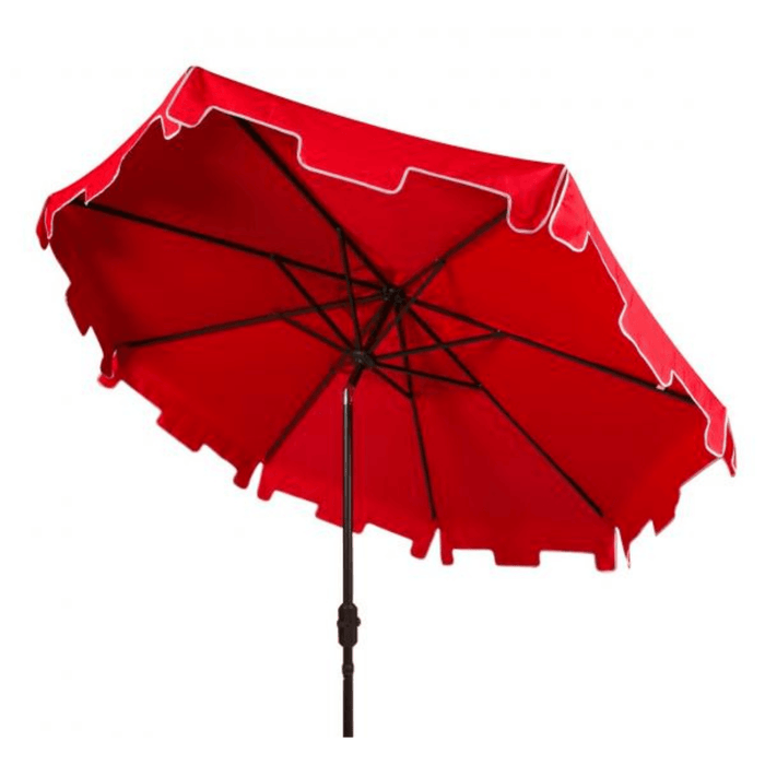 Red and White 9 Foot Market Crank Outdoor Patio Umbrella - Outdoor Umbrellas - The Well Appointed House