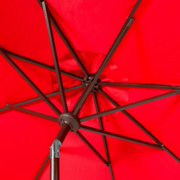 Red and White 9 Foot Market Crank Outdoor Patio Umbrella - Outdoor Umbrellas - The Well Appointed House