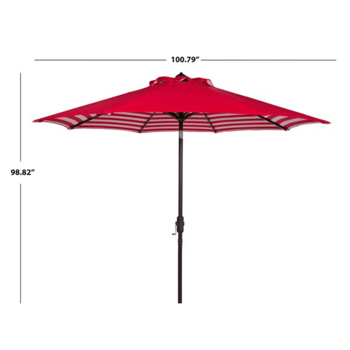 Red and White Auto Tilt Outdoor Umbrella With Striped Interior - Outdoor Umbrellas - The Well Appointed House