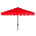 Red Scalloped Outdoor Umbrella With White Trim - Outdoor Umbrellas - The Well Appointed House